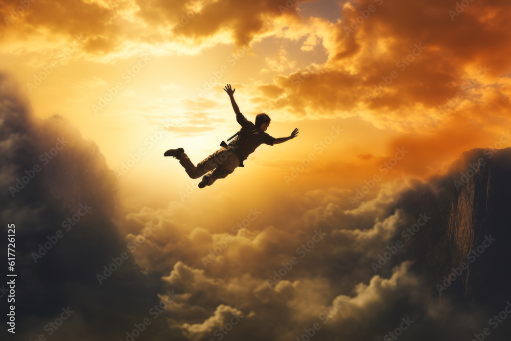 a person take a leap from the clift a person take a leap from the clift