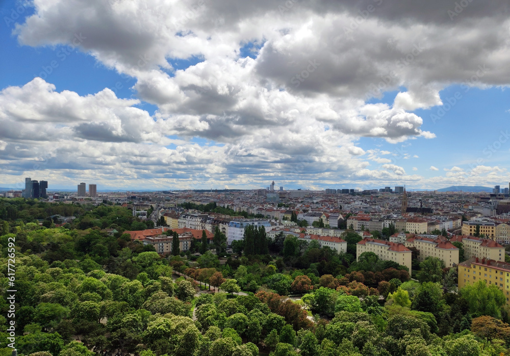 panoramic view of Vienna seen from the amusement park 