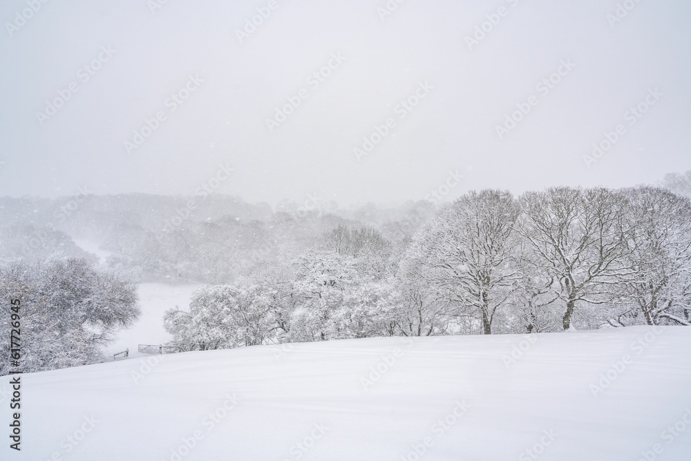 Farmland in a blizzard in Wales Farmland in a blizzard in Wales