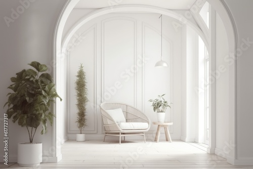 Slika na platnu Interior design background concept, all white project draft