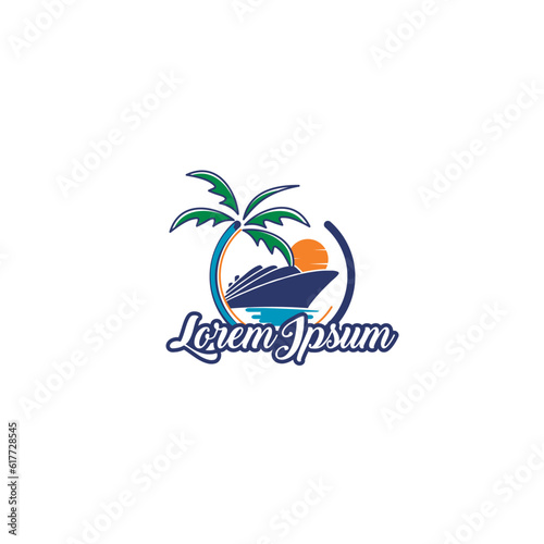 illustration of palm, cruise and sun images