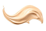 Close-up of splash of beige foundation, clipart. Liquid foundation cream swatch smear isolated on transparent background. Generative AI transparent png without background.