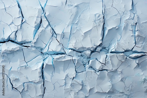 Top view of a cracked ice in Antarctica. Climate change. Generative AI. 