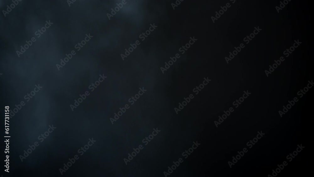 Smoke falling on a black background with lightning effect