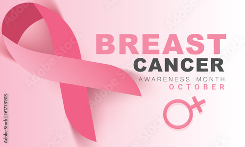 Breast Cancer Awareness Month. background, banner, card, poster, template. Vector illustration.
