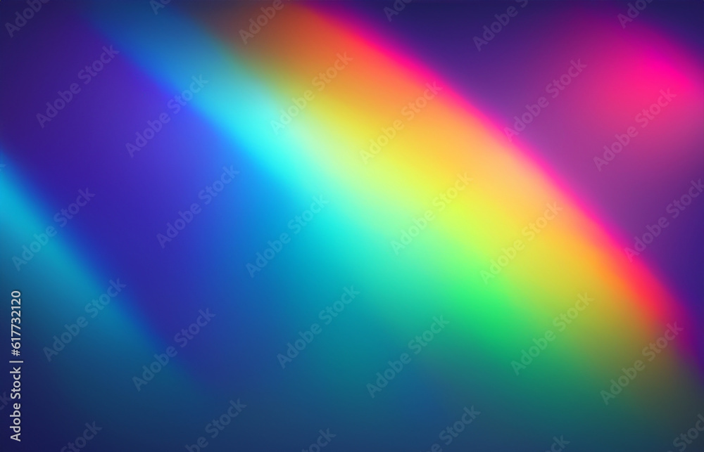 Rainbow light prism effect, Hologram reflection, crystal flare leak shadow overlay, Abstract blurred iridescent light backdrop
