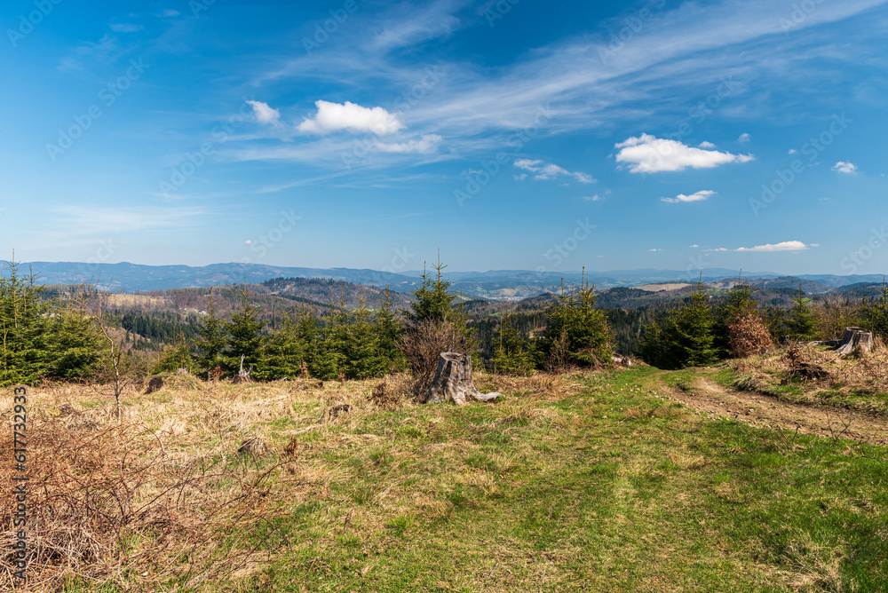 View from Jakubovsky vrch hill in Javorniky mountains in Slovakia