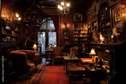 interior in Victorian style, detective's office
