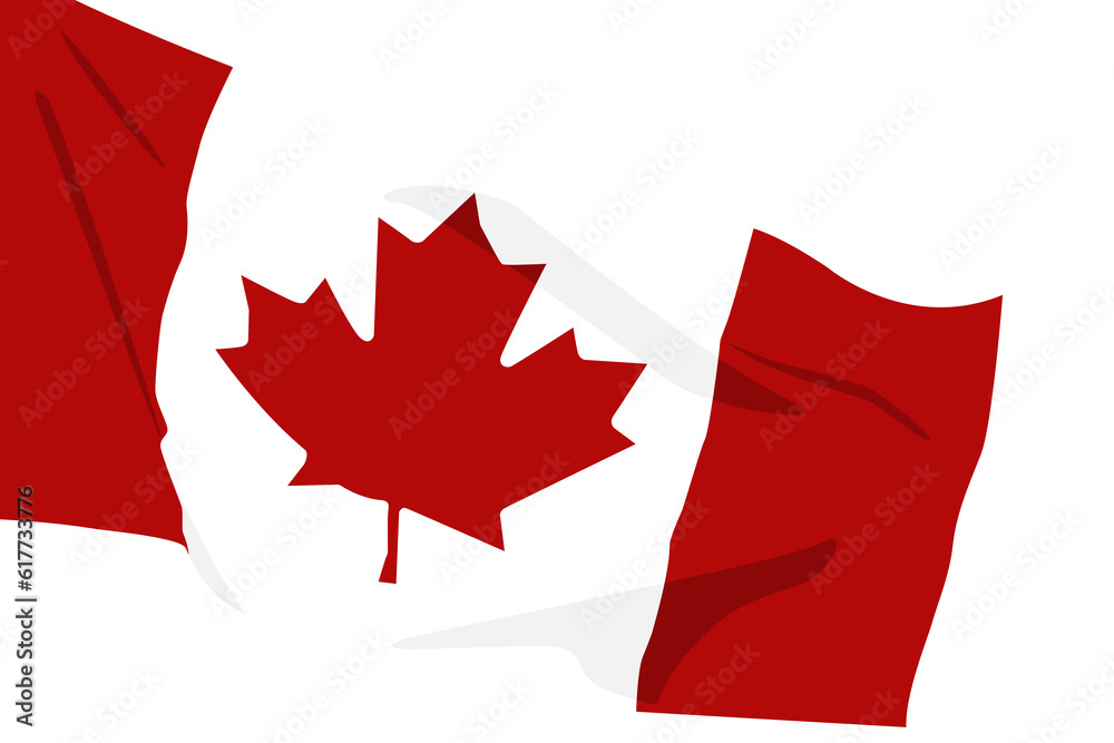 Waving flag of Canada. Maple leaf on flag. Illustration of North America country flag on flagpole. 3d vector icon isolated on transparent background Waving flag of Canada. Maple leaf on flag. Illustration of North America country flag on flagpole. 3d vector icon isolated on transparent background