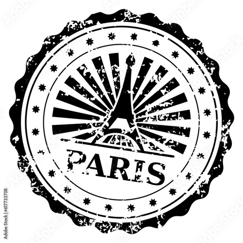 Paris postal stamp. Grunge ink rubber seal