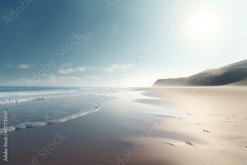 A minimalist landscape with a scenic beach or shoreline, Generative AI