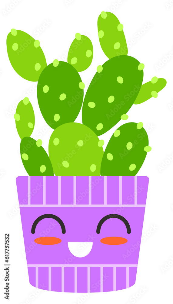 Green cacti character. Kawaii face suculent smiling Green cacti character. Kawaii face suculent smiling