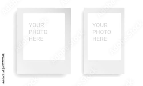 Realistic photo frames. Empty photo frame mockup with shadow. Vintage card. Vector illustration isolated on white background