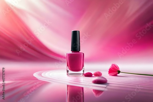 Obraz na płótnie Pink nail polish with a pink background
