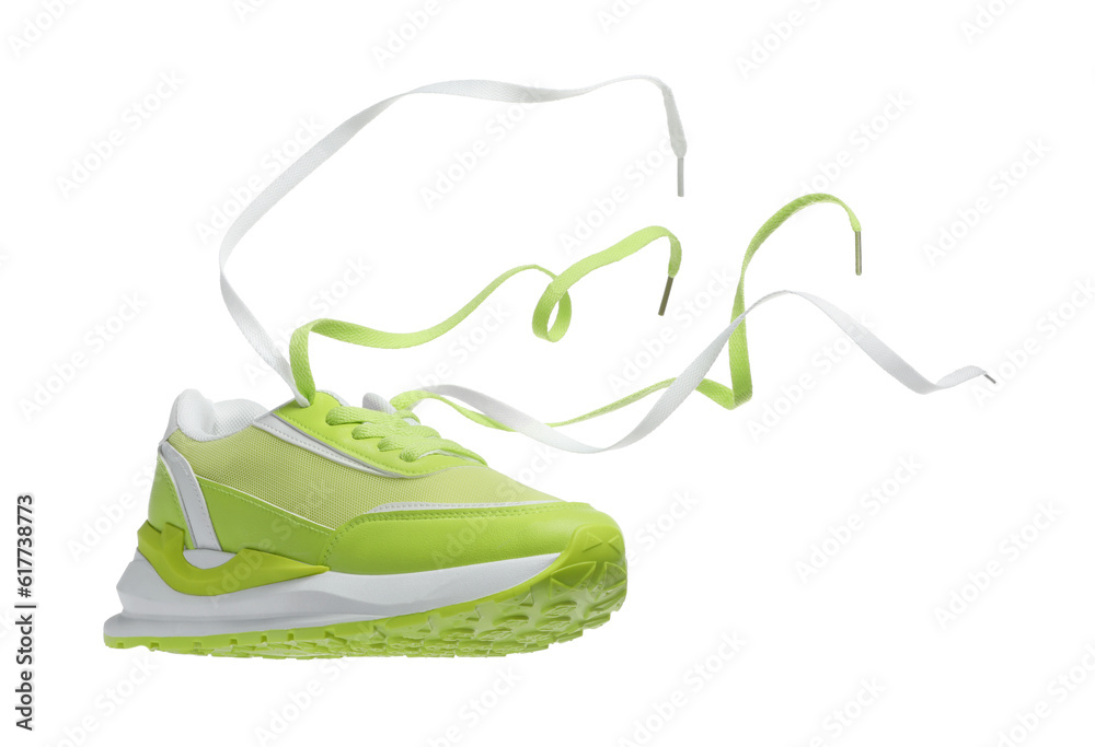 One stylish light green sneaker isolated on white