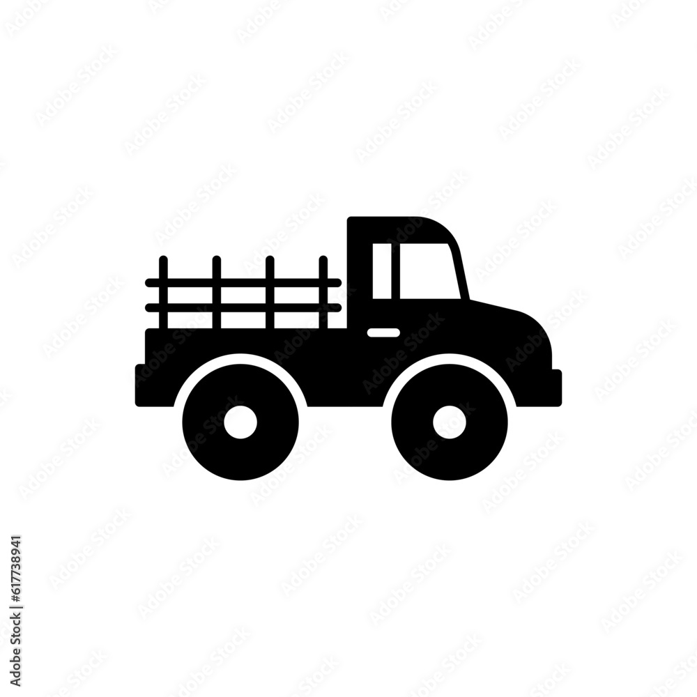 Farmer pickup truck black glyph icon