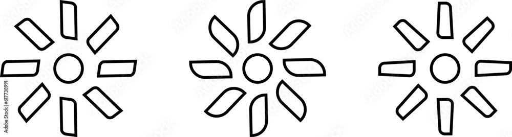 Sun Icons set. Vector illustration sun rays. Sun icons collection vector illustration. Sun Icons set. Vector illustration sun rays. Sun icons collection vector illustration.