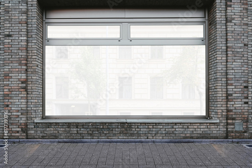 Store Window Banner Mockup. Street Wall