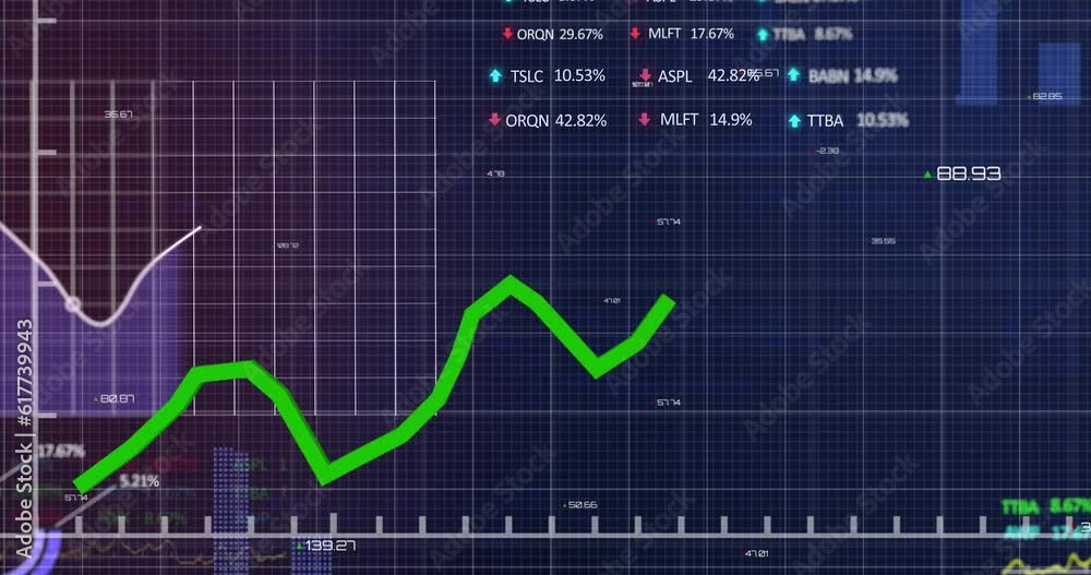 Animation of financial data processing over dark background Animation of financial data processing over dark background