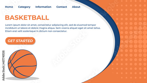 Landing page banner template. Basketball realistic 3d illustration, Sport interface concept. Vector layout design © Nacht28