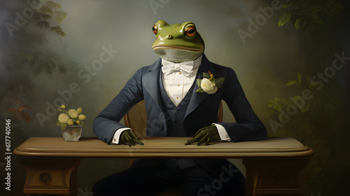 frog in a suit, pepe, AI generated