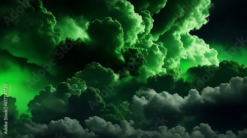 Black And Green Clouds Background