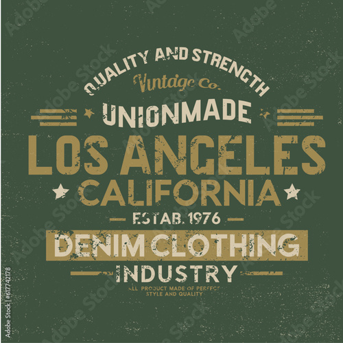 t-shirt print design with grunge typo as vector