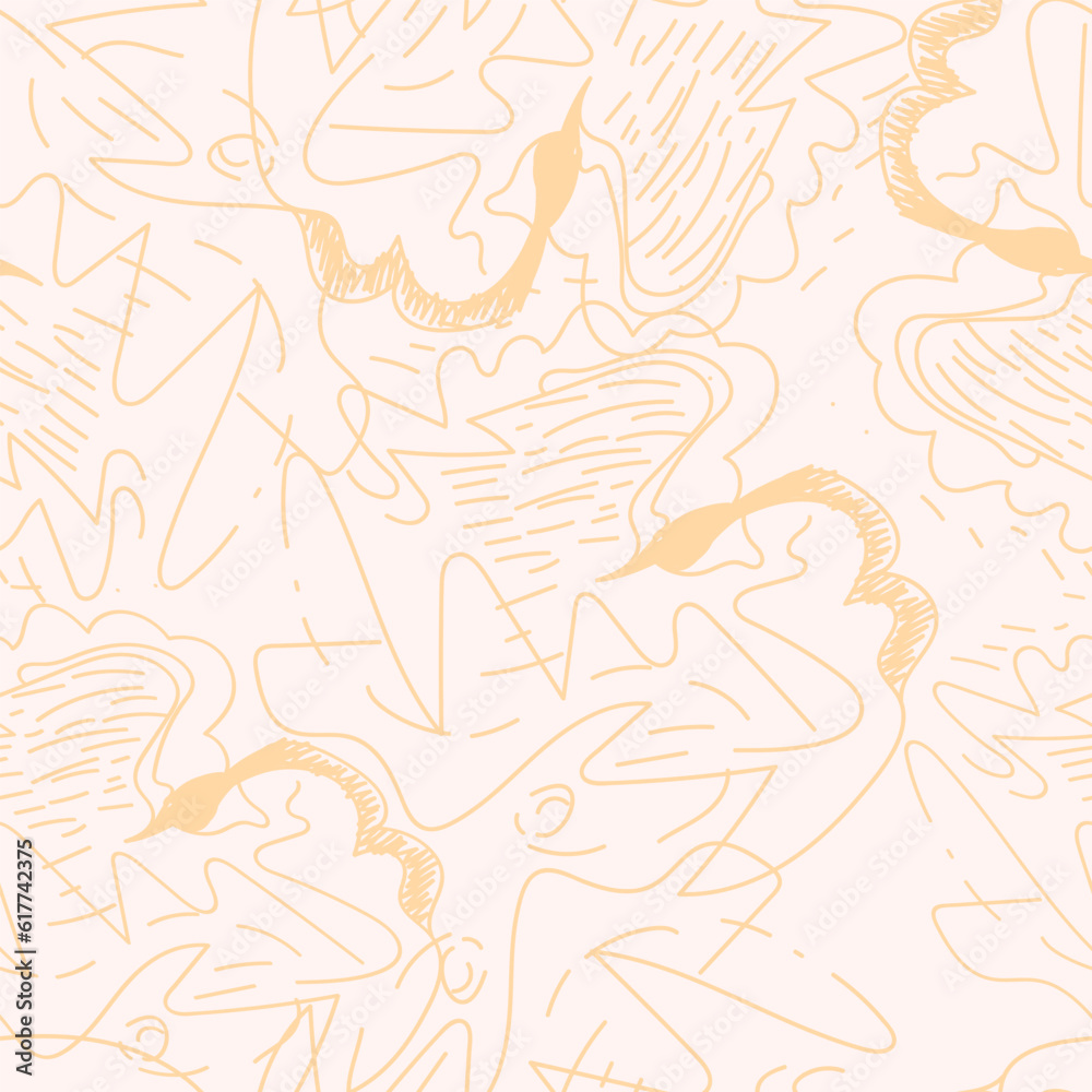 Unusual abstract seamless pattern with wave chaotic lines