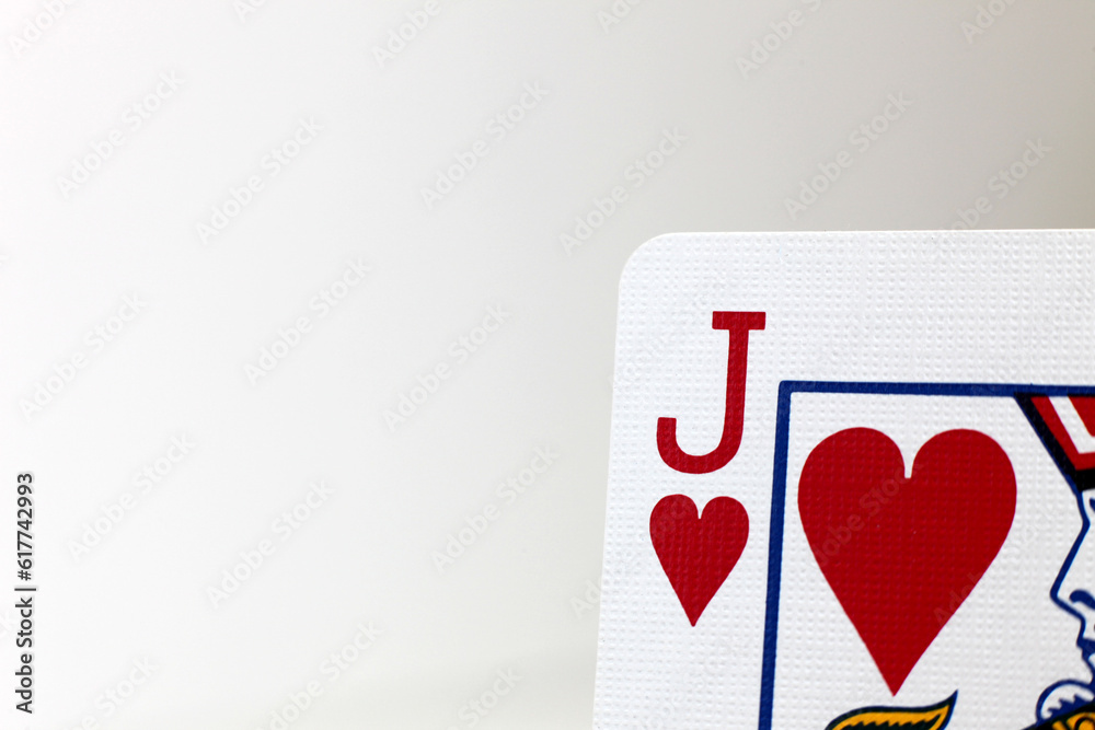Jack of Hearts, close up of top corner of playing card