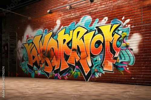 Graffiti wall background. Generate Ai
