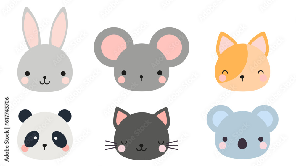 set of cute animals