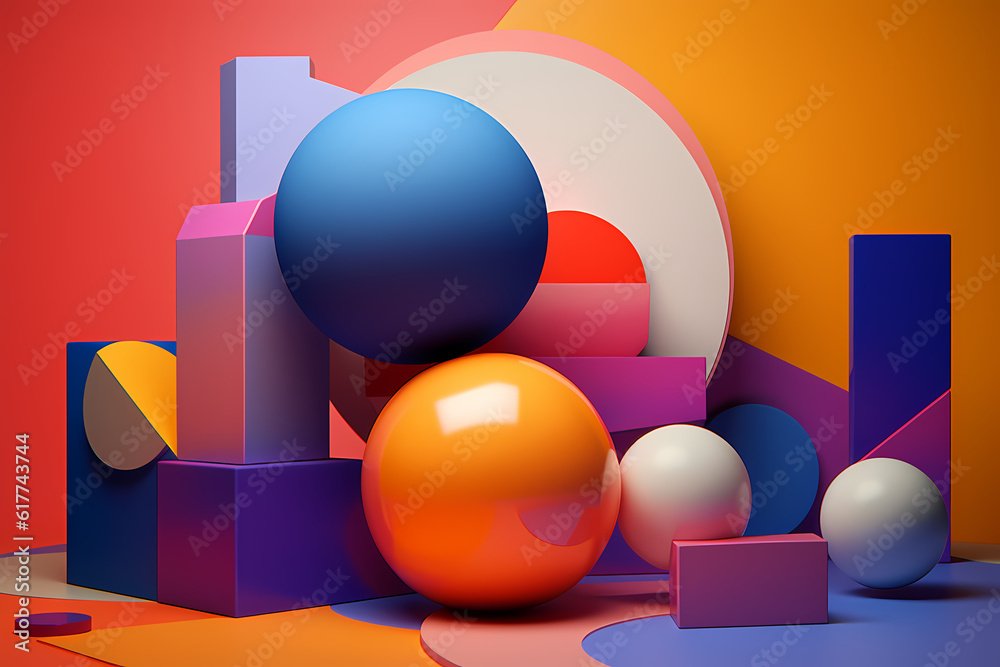 Experience the Fusion of 3D Realistic Geometry with Trending Colors in this Abstract Design, generative ai. Experience the Fusion of 3D Realistic Geometry with Trending Colors in this Abstract Design, generative ai.