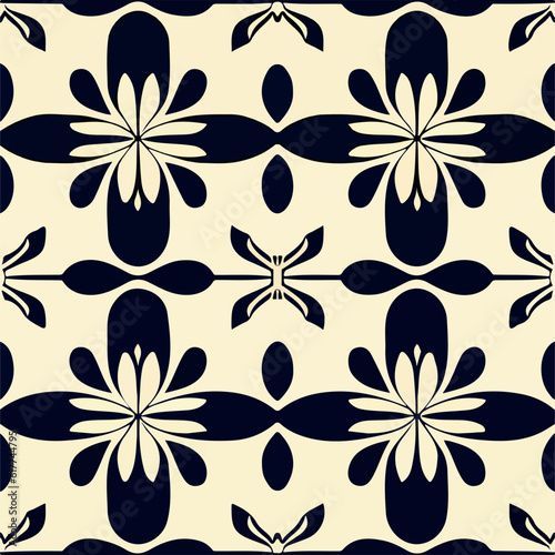 Dark floral pattern on white. Elegant and timeless design.