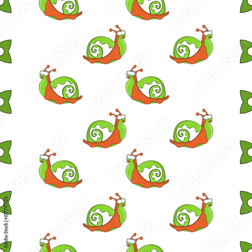 funny snail girl pattern with accessories on a white background