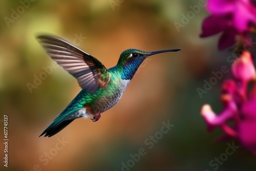 Hummingbird flying beak. Generate Ai