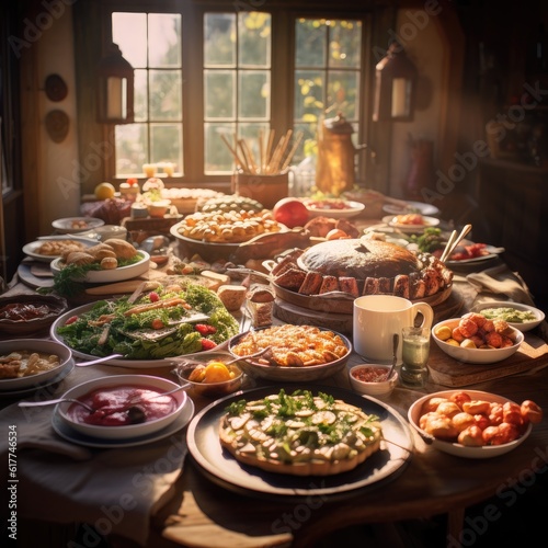 banquet of food on table