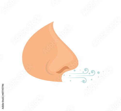 Vector illustration of clipart runny nose, stop the spread of infection through the nose, respiratory tract as a source of infection of the body with influenza, get sick because of germs in the air