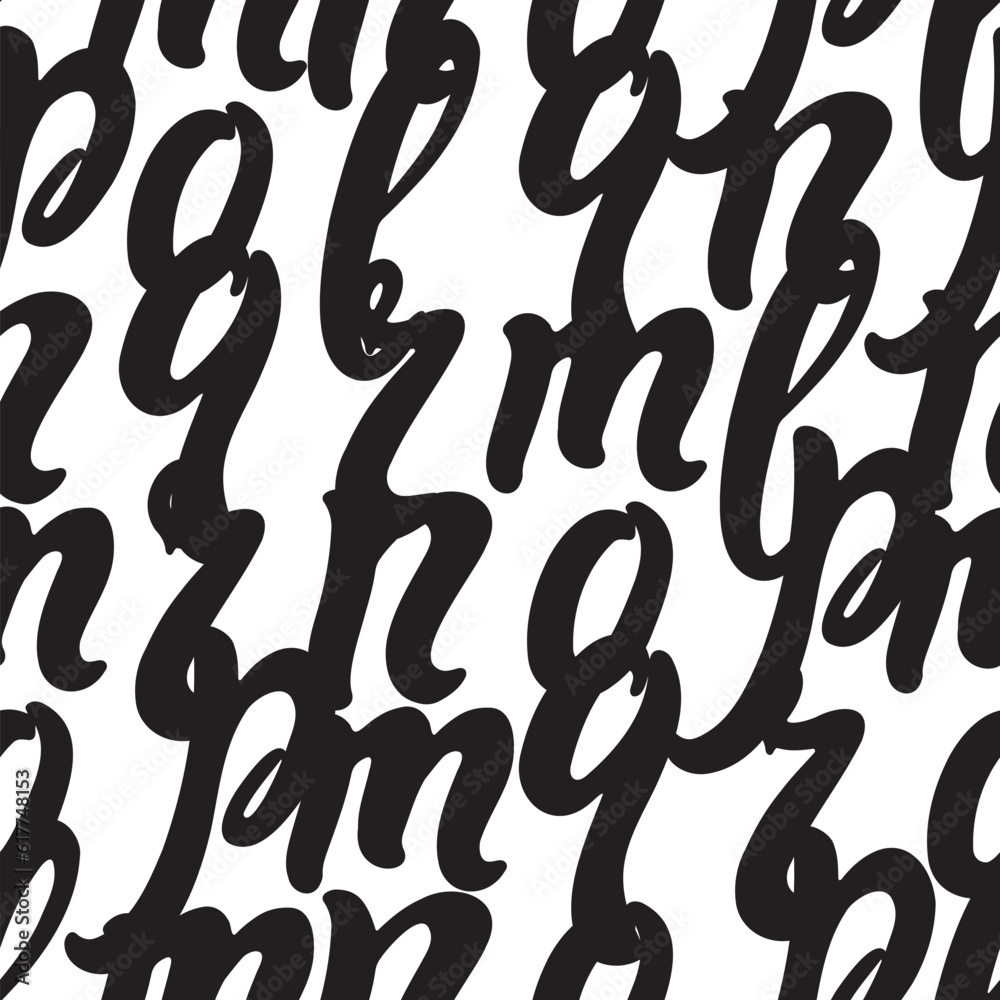 Hand drawn letters seamless pattern. Black and white illustration Hand drawn letters seamless pattern. Black and white illustration