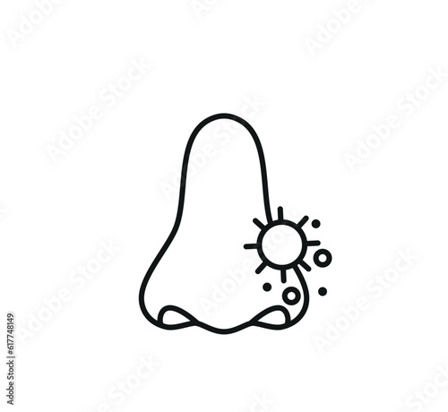 Vector illustration of clipart runny nose, stop the spread of infection through the nose, respiratory tract as a source of infection of the body with influenza, get sick because of germs in the air