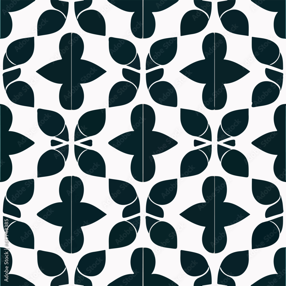 Elegant black and white leaf pattern, art nouveau and art deco influences, ideal for floors. Elegant black and white leaf pattern, art nouveau and art deco influences, ideal for floors.