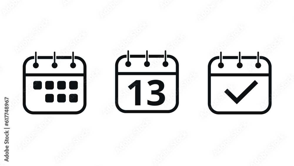 Simple calendar icons for websites and graphic resources. Flat vector icon of calendar with specific day marked, Day 13. Simple calendar icons for websites and graphic resources. Flat vector icon of calendar with specific day marked, Day 13.