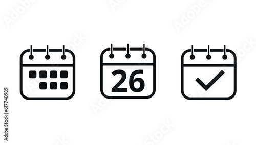 Simple calendar icons for websites and graphic resources. Flat vector icon of calendar with specific day marked, Day 26.