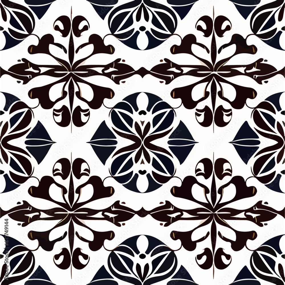 Beautiful black and white floral damask pattern on white background. Beautiful black and white floral damask pattern on white background.