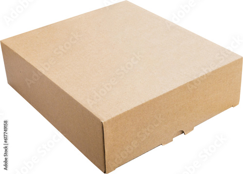 Mockup brown cardboard box isolated on white background