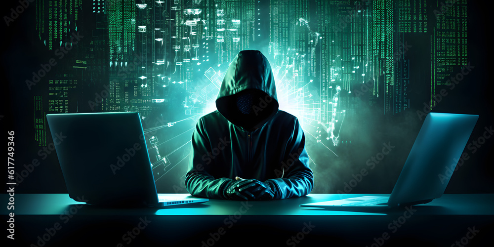 Anonymous hacker. Concept of dark web, cybercrime, cyberattack, etc. AI generated image Anonymous hacker. Concept of dark web, cybercrime, cyberattack, etc. AI generated image