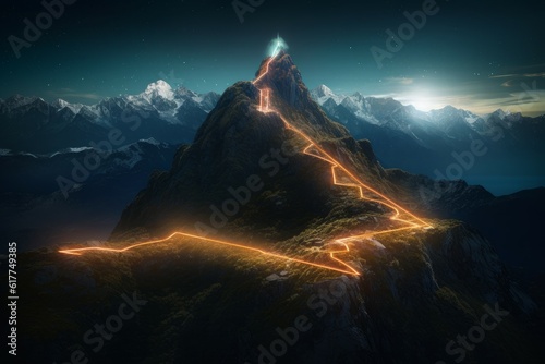 Path mountain light route. Generate Ai
