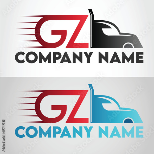 G and Z logo for Trucking Company with truck moving effect. 