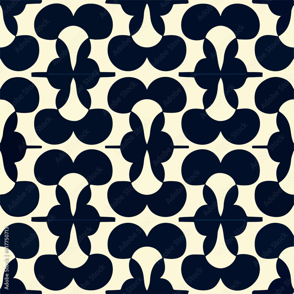 Fototapeta premium Elegant black and white aizome fabric pattern.