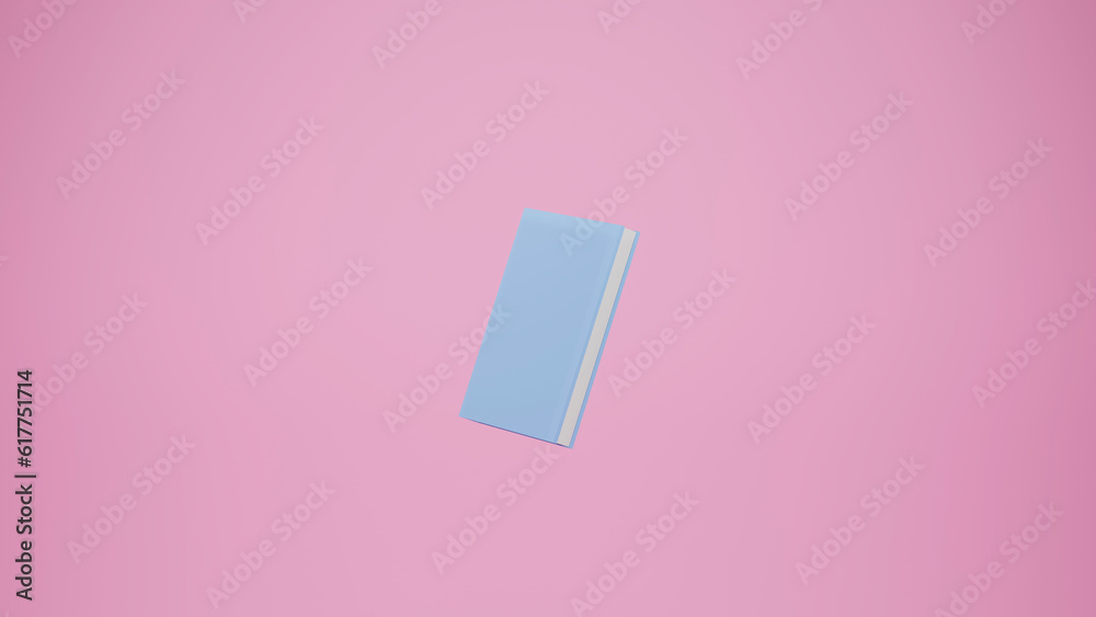 cartoon book template levitate against oink background, 3d render cartoon book template levitate against oink background, 3d render
