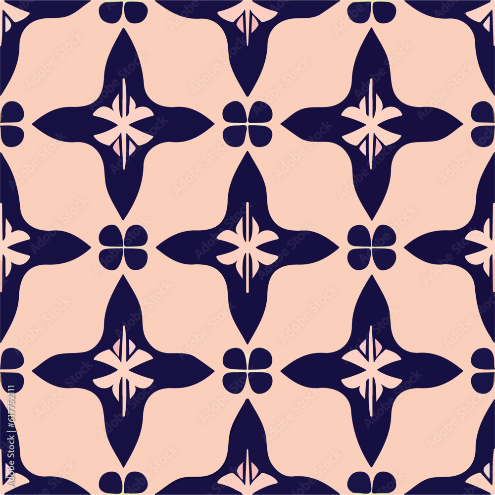 Naklejka premium Delightful blue and pink pattern on pink background.